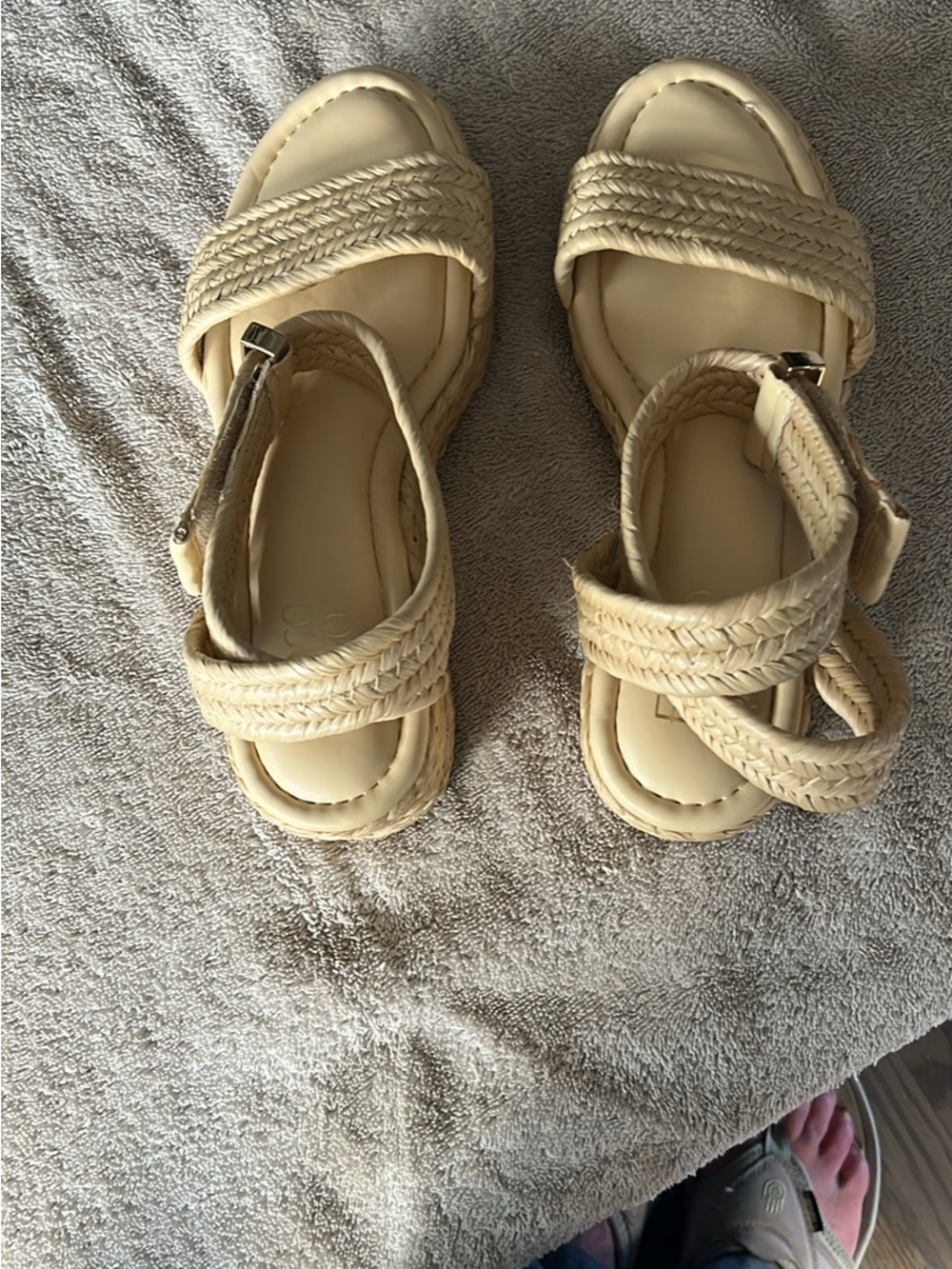 Franco Sarto Braided Strap Sandals in Cream